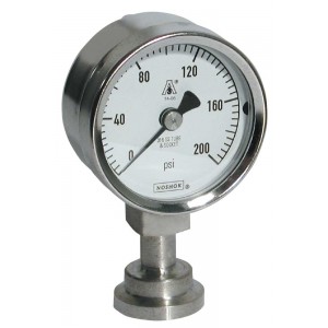  101-16-1-40-58-0-2 4 Sanitary Gauge, Back Conn, 0 to 200 psi, 2 Clamp, Adjustable Pointer