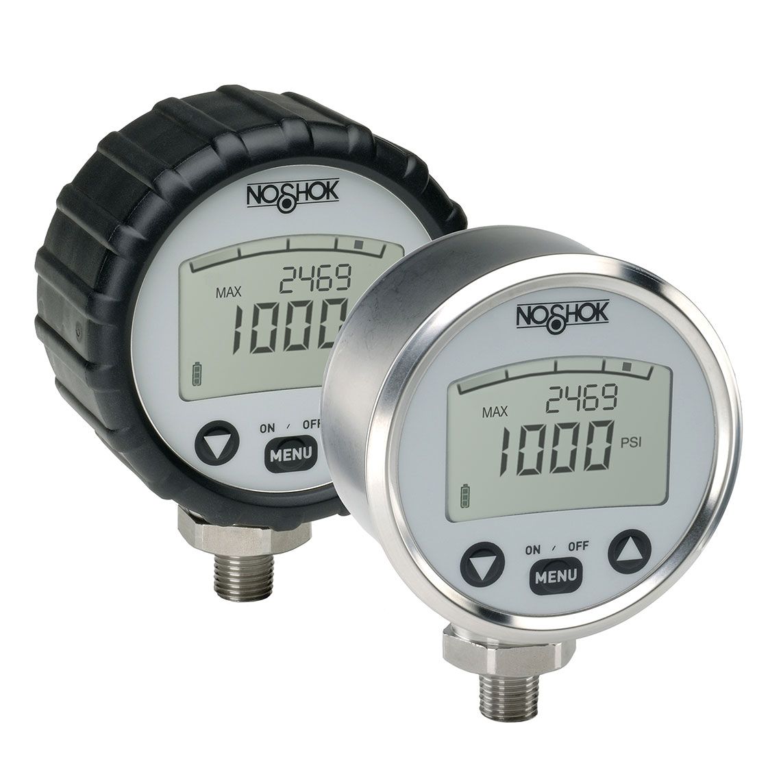  1000-300-2-1-RCP  Digital Pressure Gauge, 0 psig to 300 psig, 1/4 NPT Male Conn, Peek Memory, Rubber Case Protector
