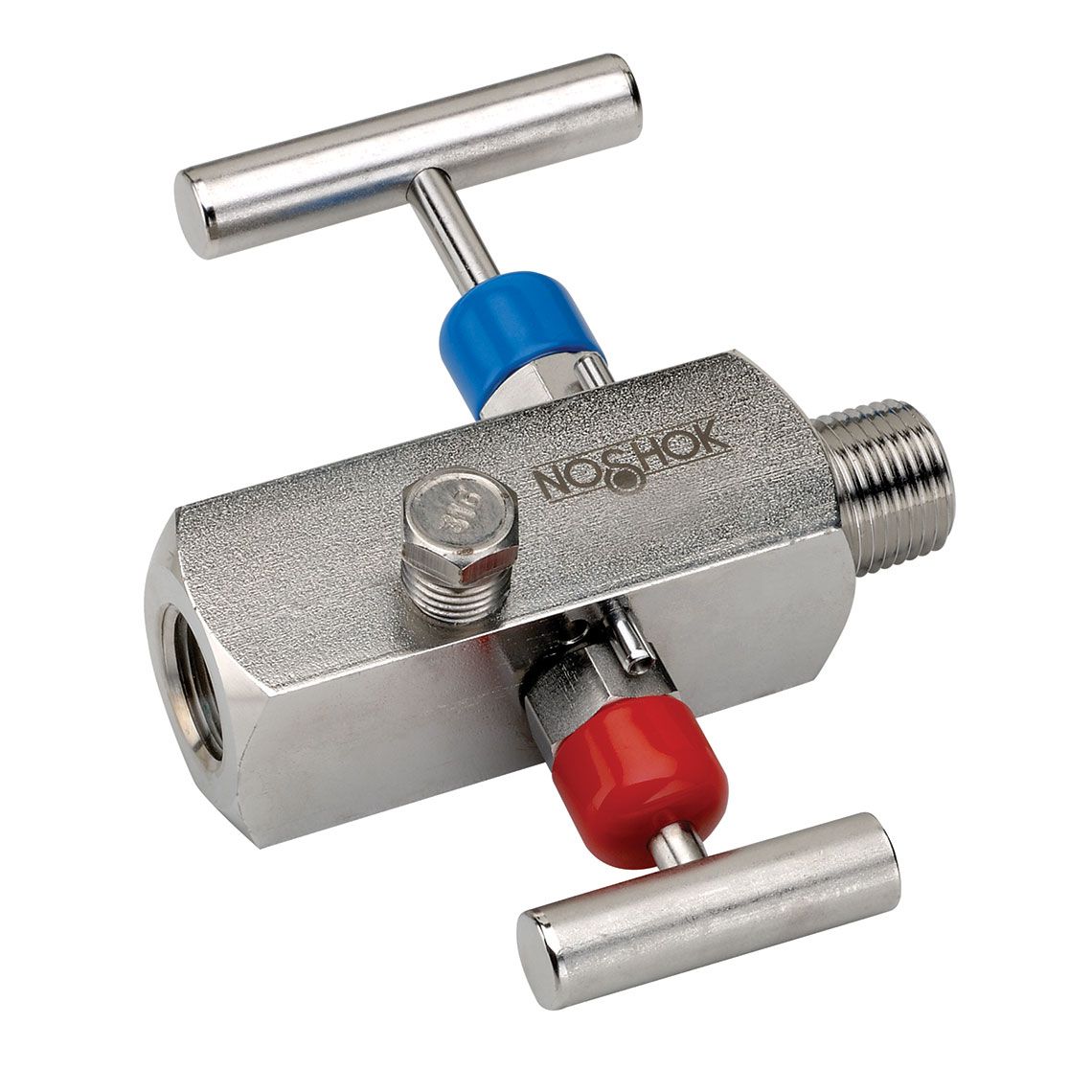  2170-MFC-P1 1/2 NPT, Male x Female,PTFE Packing Steel Soft Seat/Tip 2-Valve Block & Bleed