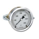  25-310-7500-psi-CBU 1/4 NPT Back Conn, 2.5 Brass Case Gauge, Glycerin Filled, Chrome Bezel w/ U-Clamp