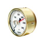  25-310-1000-psi-MIP-BT8 1/4 NPT Back Conn, 2.5 Brass Case Gauge,-40 Degree Service Filled, Maximum Indicating Pointer, 0.8mm Brass Threaded Orifice