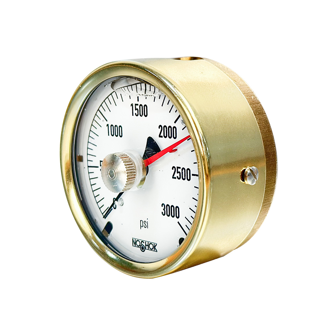 25-310-mip 25-310-1000-psi-MIP 1/4 NPT Back Conn, 2.5 Brass Case Gauge, -40 Degree Service Filled, Maximum Indicating Pointer - Image 1