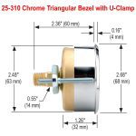  25-310-7500-psi-CBU 1/4 NPT Back Conn, 2.5 Brass Case Gauge, Glycerin Filled, Chrome Bezel w/ U-Clamp - Image 2