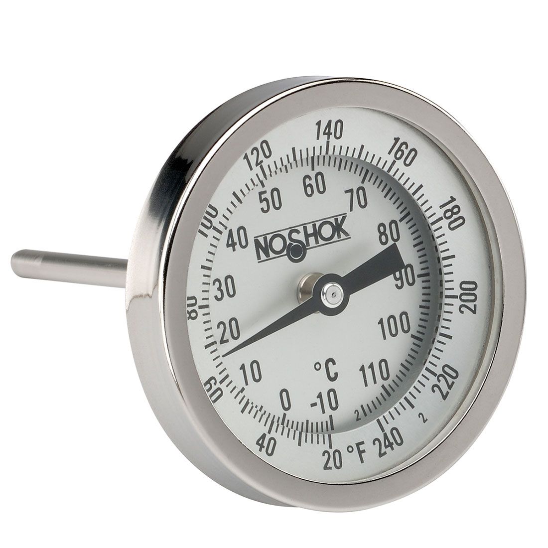  30-110-025-0/100-C 3" Bimetal Thermometer, 1/2" NPT Back Conn, 2.5" Stem Length, 0/100 C, .250" Diameter
