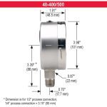  40-400-5000-psi-ST8 1/2 NPT Bottom Conn 4 Stainless Steel Gauge, 0.8 mm SS Threaded Orifice - Image 2