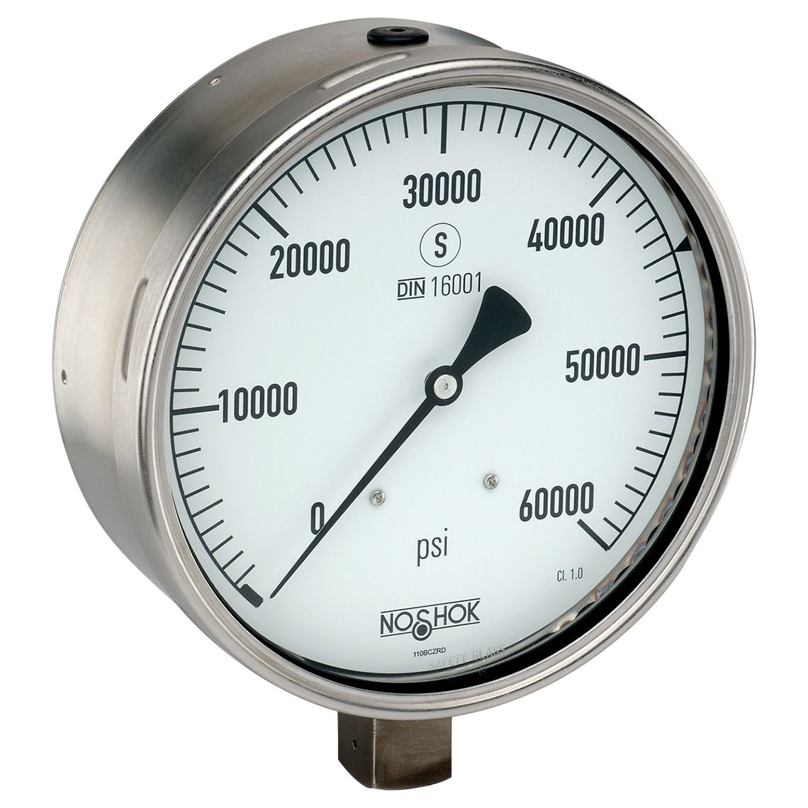  40-402-20000-psi/kg/cm2 1/2 NPT Bottom Conn, 4 Stainless Steel DRY Gauge