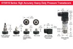  615-7500-1-1-8-8 Pressure Transducer, 0 psig to 7500 psig, 0.25% Accuracy (BFSL), 4 mA to 20 mA Output, 1/2 NPT Male, Hirschmann - Image 2