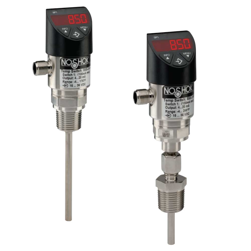  850-1-2-32/750-2-120-6 Temperature Switch, 2 NO/NC Switches, 1/4 NPT, 12 Stem, 6mm Diameter, M12 X 1 (4-Pin)