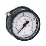  15-110-1000-psi/kPa-SSB-PMC-BP3 1/8 NPT Back Conn dry 1.5 ABS Case Gauge, SS Bezel, Panel Mount Clamp, 0.3 mm Brass Press Fit Orifice