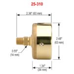  25-310-1000-psi-MIP 1/4 NPT Back Conn, 2.5 Brass Case Gauge, -40 Degree Service Filled, Maximum Indicating Pointer - Image 2