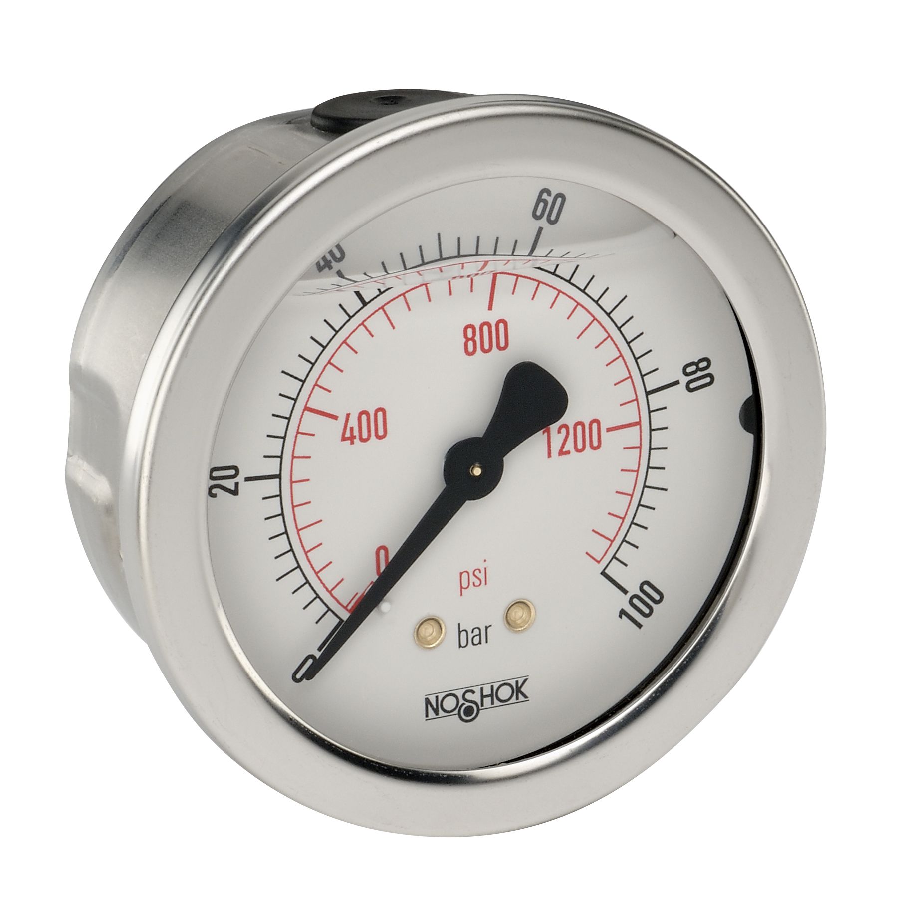 25_911_100_bar_psi_g1_4-3_4_19 25-911-160-psi/kg/cm2 1/4 NPT Back Conn 2.5 SS Case Filled Gauge-160 psi - Image 1