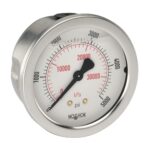  25-911-6000-psi/kPa-SST 7/16"-20 Male Back Conn 2.5 SS Case Pressure Filled Gauge-6000 psi-kpa
