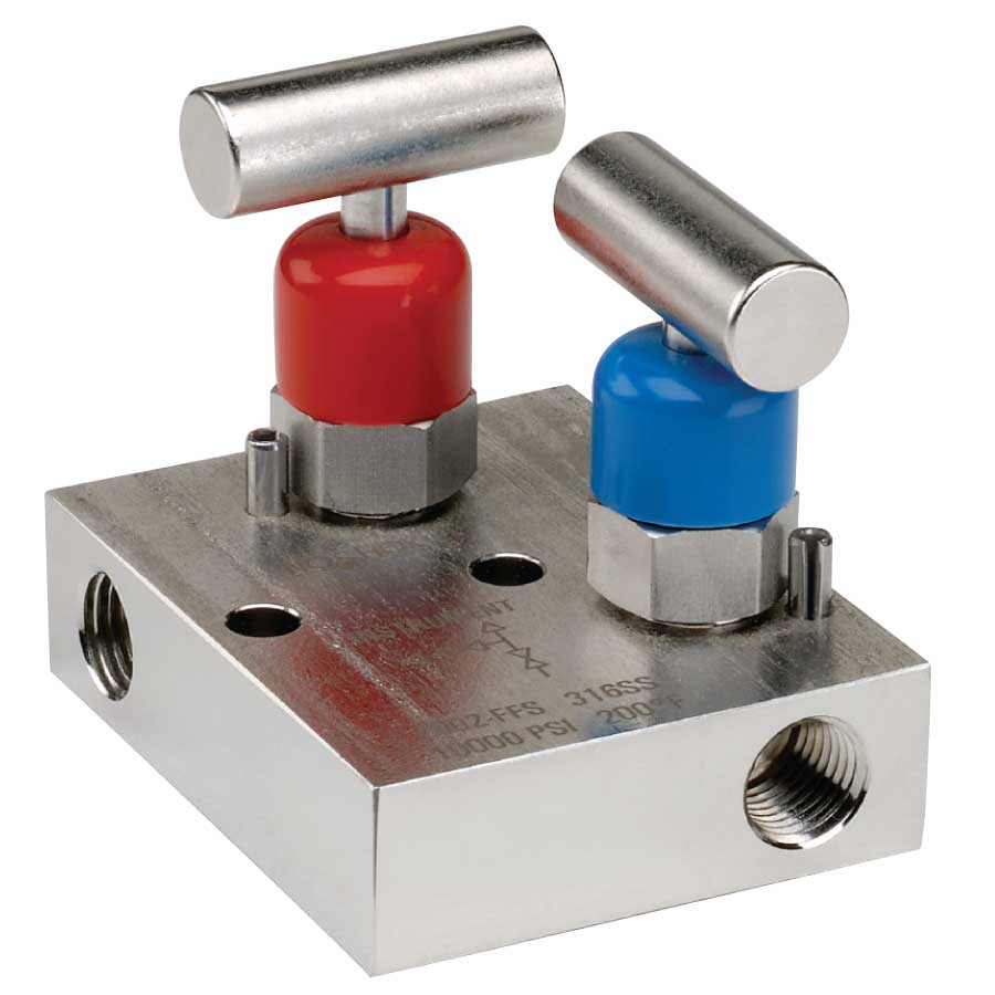 2602_Series_Manifold_LG 2602-FFS 1/4" NPT Female - 1/4" NPT Female-316 Valve Block & Bleed Hard Seat Manifold Stainless Steel - Image 1