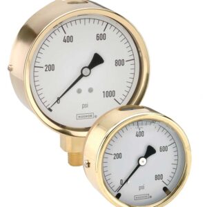  25-300-300-psi-RCP 1/4 NPT Bottom Conn 2.5" Brass Case Gauge with Rubber case protector