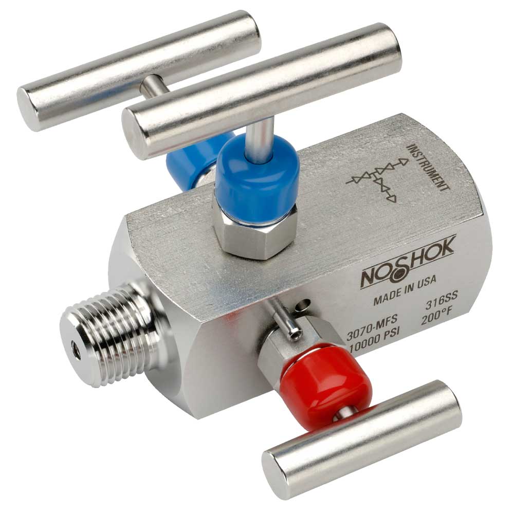 3070_Series-large 3070-MFS-P1 1/2 NPT, Male x Female, 316 SS, PTFE Packing, 3-Valve Double Block & Bleed, Hard Seat - Image 1