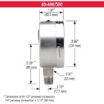  40-500-10000-psi/bar-MIP 1/2 NPT Bottom Conn, Stainless Steel Gauge-40 Degree Service Filled, Maximum Indicating Pointer - Image 3