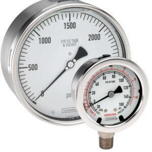  40-400-30-psi/kPa-1/4-MIP-SSRF 1/4 NPT Bottom Conn, 4 Stainless Steel Gauge, Maximum Indicating Pointer, SS Rear Flange