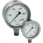  25-510-100-psi/bar-SPMC-SSFR 1/4 NPT Back Conn, 2.5 Stainless Steel Gauge, Glycerin Filled, SS Panel Mount Clamp, SS Flange Ring