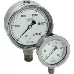  25-510-15-psi-SSFF 1/4 NPT Back Conn 2.5 Stainless Steel Gauge, Glycerin Fill, SS Front Flange