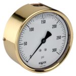  40-310-5000-psi-1/4-SSRF  Pressure Gauge, 4" Brass Case, Copper Alloy Internals, 5000 psi, 1/4 NPT Back Conn, Glycerin Filled, Brass 304ss Rear Flange