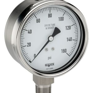  40-400-1500-psi/bar 1/2 NPT Bottom Conn, 4 DRY Stainless Steel Gauge-1500 psi 