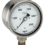  40-502-50000-PSI-CC 9/16-18 UNF 2B high pressure cone 4 inch Liquid filled, bottom connection Extreme High Pressure Gauge CERTIFIED NIST CALIBRATION-50,000 psi