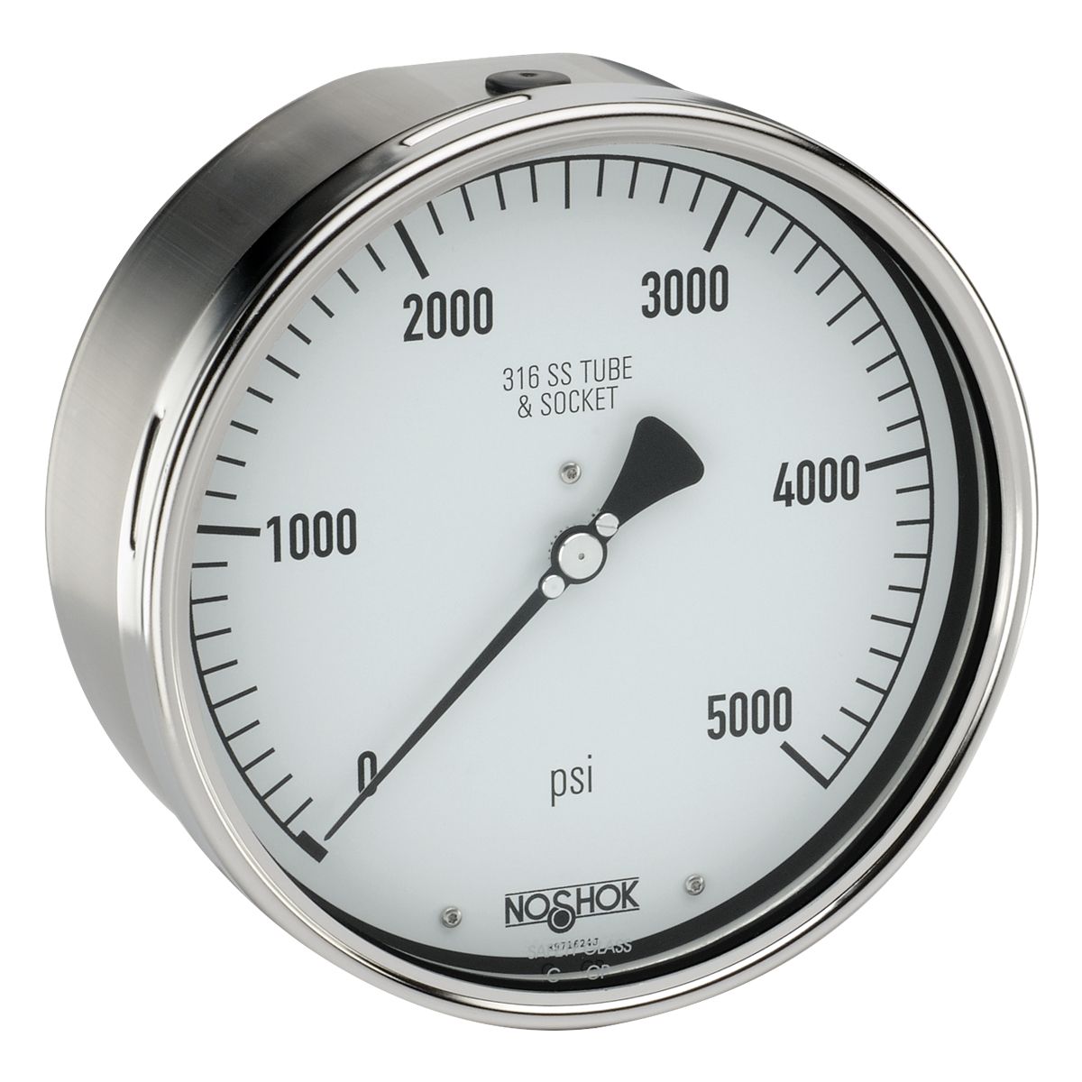 60_410_5000_psi_3740 60-510-20000-psi-GY40 1/2 NPT Back Conn, 6 Stainless Steel Gauge, -40 Degree Service Fill - Image 1
