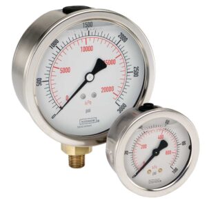  25-901-30/15-psi/kPa 1/4 NPT Bottom Conn 2.5 SS Case Filled Gauge