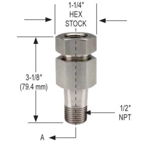  104-SAS 1/2" NPT M - F 316SS Swivel Adapter