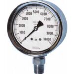  60-500-2000-PSI-SSRF-REAR FLANGE Bottom Conn.1/2 NPT 6" Liquid filled SS Pressure Gauge