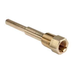  50-120-BRASS 1/2 NPT Stepped Shank Thermowell, 12" Length, 1/2" NPSM Instrument Conn, Brass