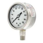 Pic Gauges 4501-SC-4LK PROCESS PRESSURE GAUGE, 4 1/2" DIAL, 0-600 PSI, 1/4" LOWER MOUNT, STAINLESS STEEL SAFETY CASE, 316SS INTERNALS, DRY/FILLABLE