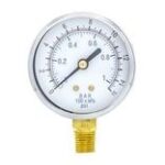 Pic Gauges 101D-158A PRESSURE GAUGE, 1 1/2" DIAL, 30/0"vac PSI, 1/8" LOWER MOUNT, BLACK STEEL CASE, BRASS INTERNALS
