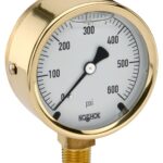 25-300-200-psi-MIP 1/4 NPT Bottom Conn, 2.5 Brass Case Gauge  Maximum Indi-40 Degree Service Filled, Maximum Indicating Pointercating Pointer-200 PSI